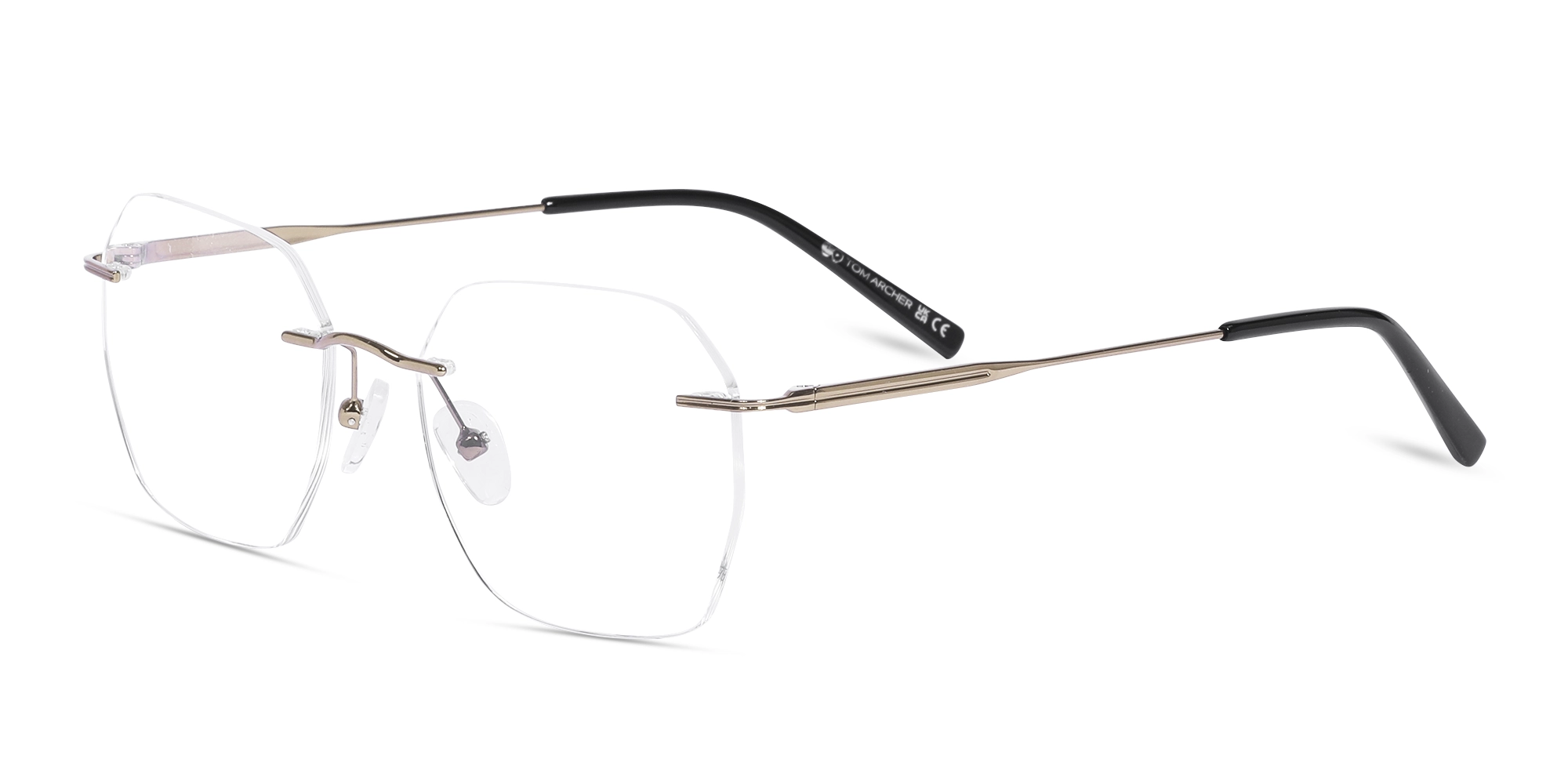 Golden Brown Geometric Rimless Eyeglasses 3