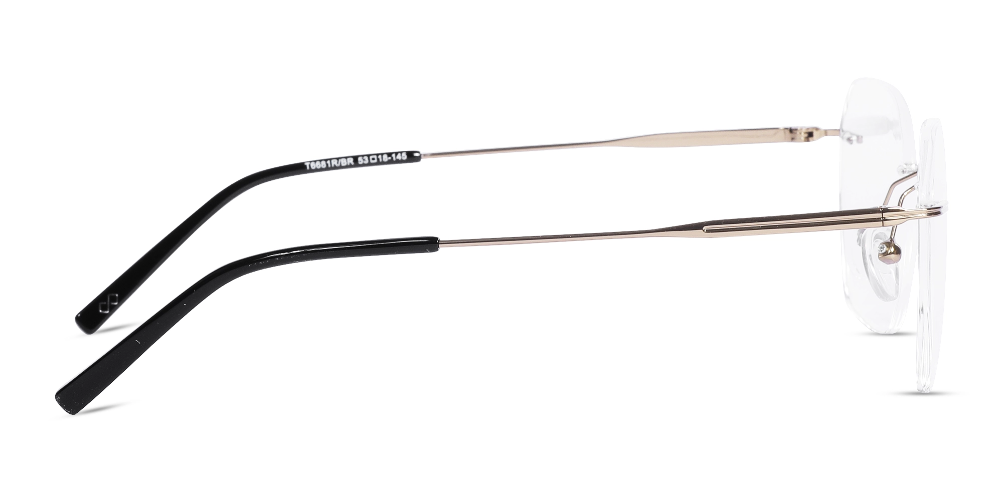 Golden Brown Geometric Rimless Eyeglasses 4