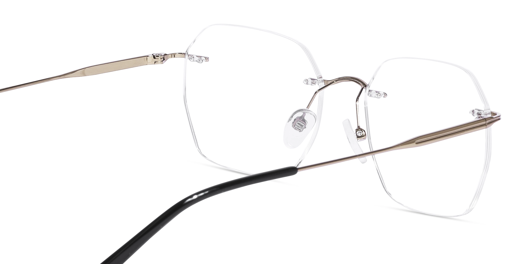 Golden Brown Geometric Rimless Eyeglasses 5