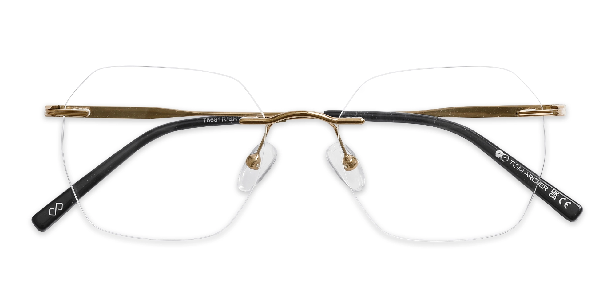 Golden Brown Geometric Rimless Eyeglasses 6