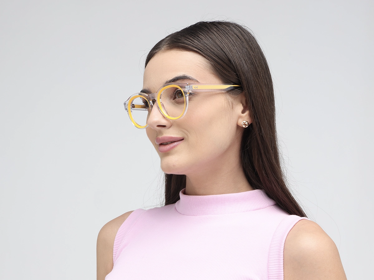 Yellow Oval Glasses 52