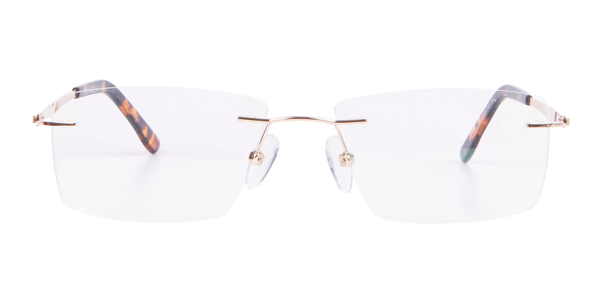 T8007R/GD - Gold Rimless Glasses in Rectangular and Titanium 