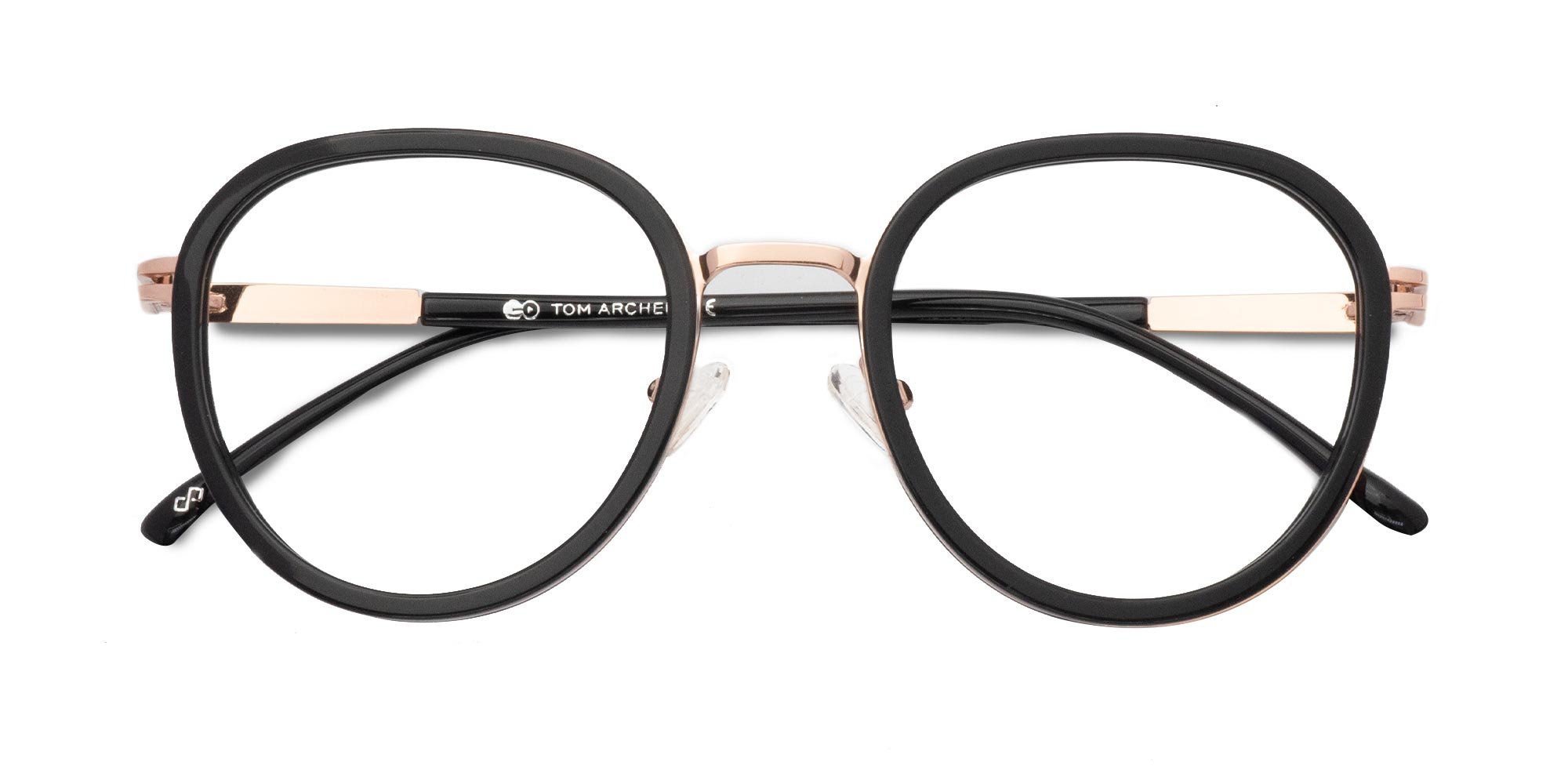 Black & Rose Gold round glasses-6
