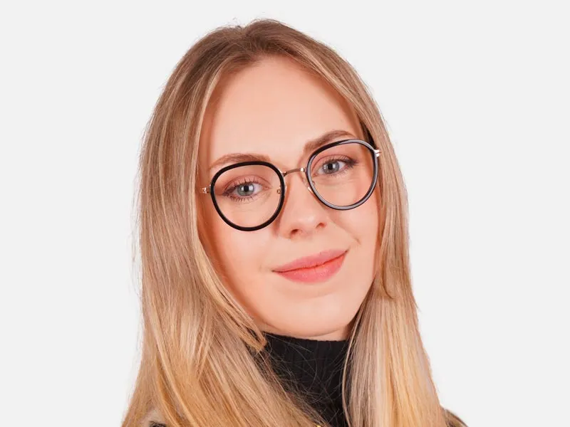 Black & Rose Gold round glasses-2