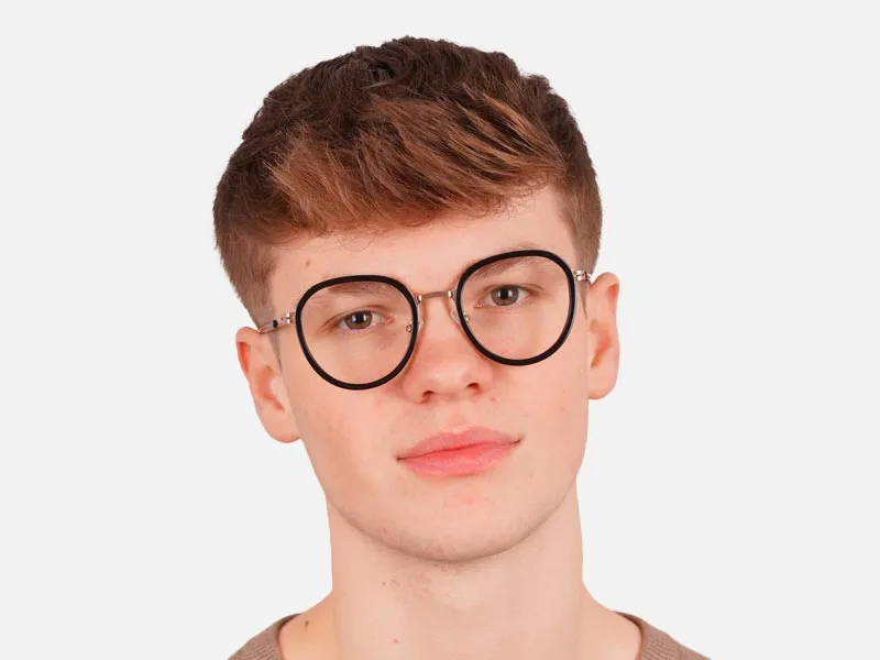 Black & Rose Gold round glasses-2