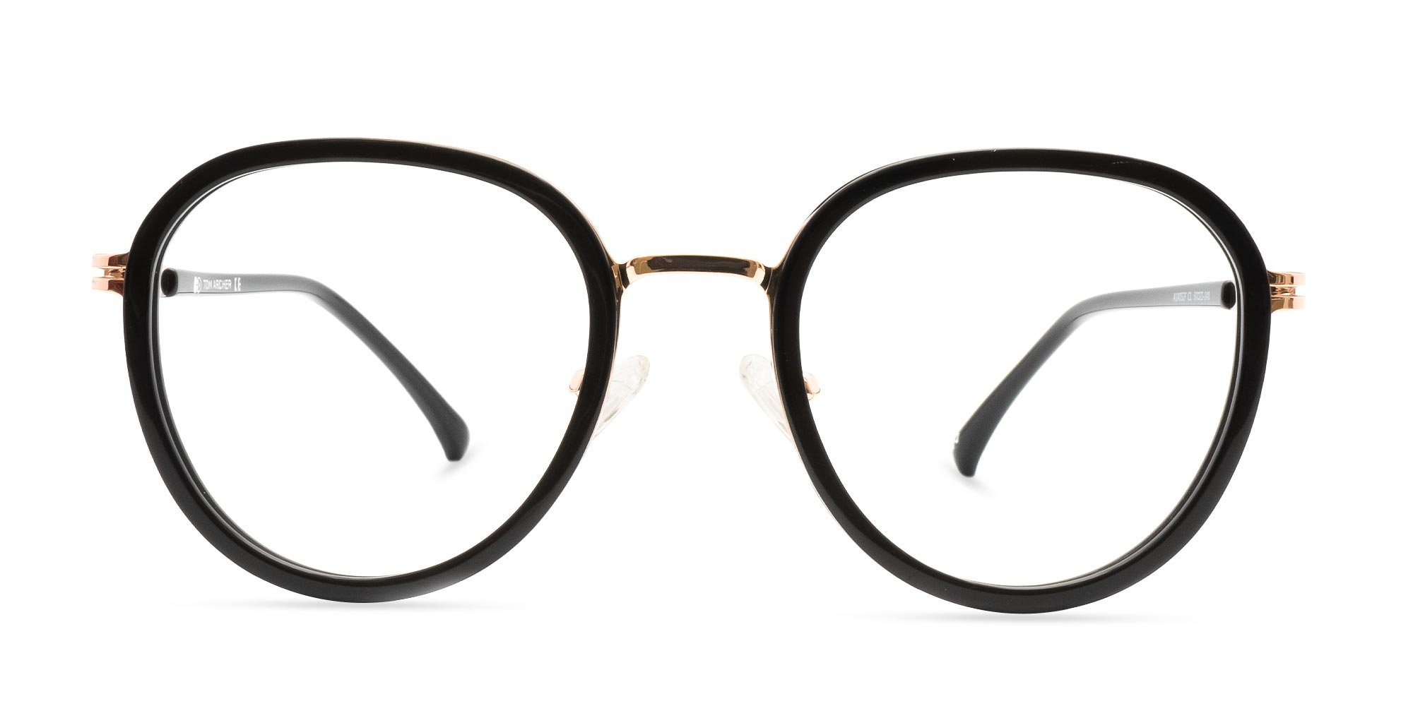 Black & Rose Gold round glasses-1