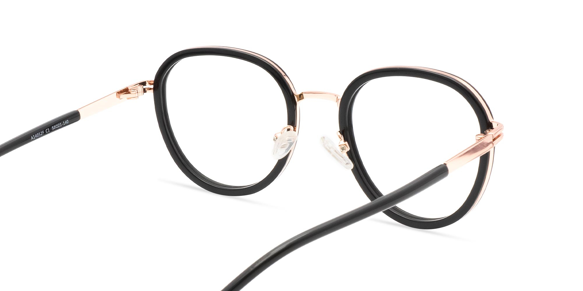 Black & Rose Gold round glasses-5