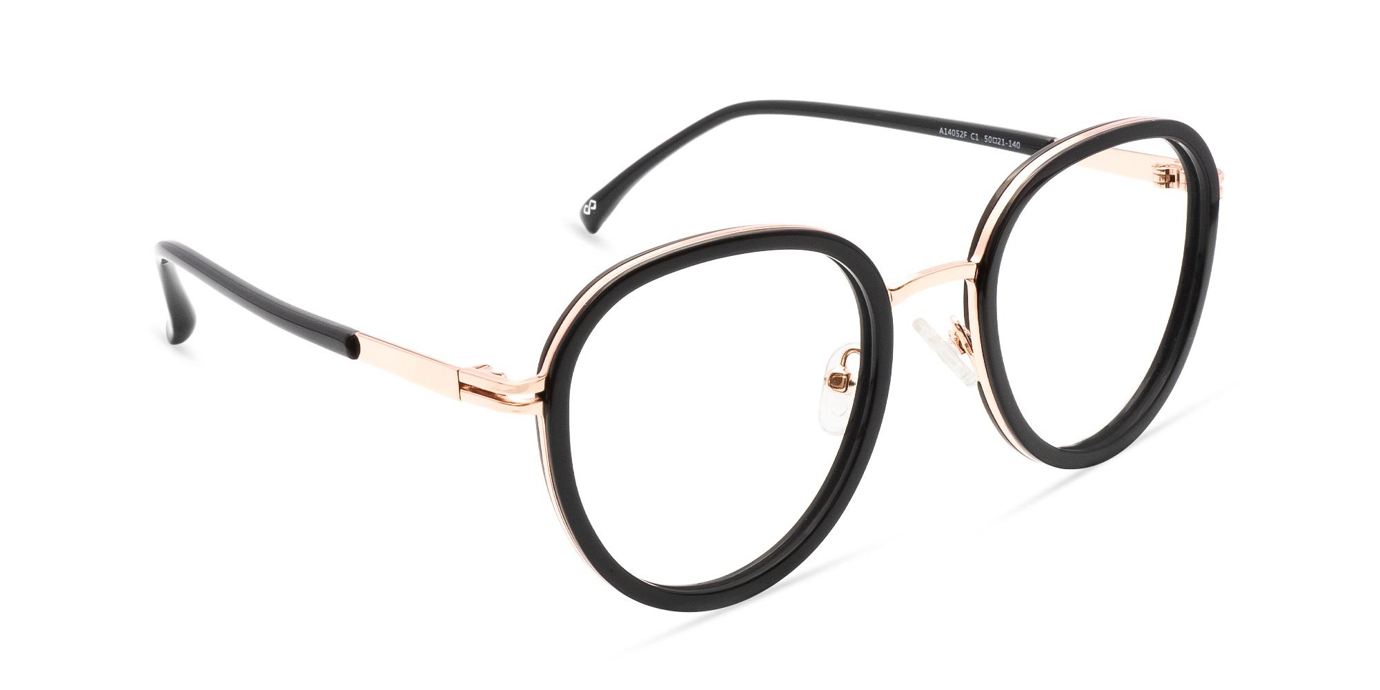 Black & Rose Gold round glasses-2