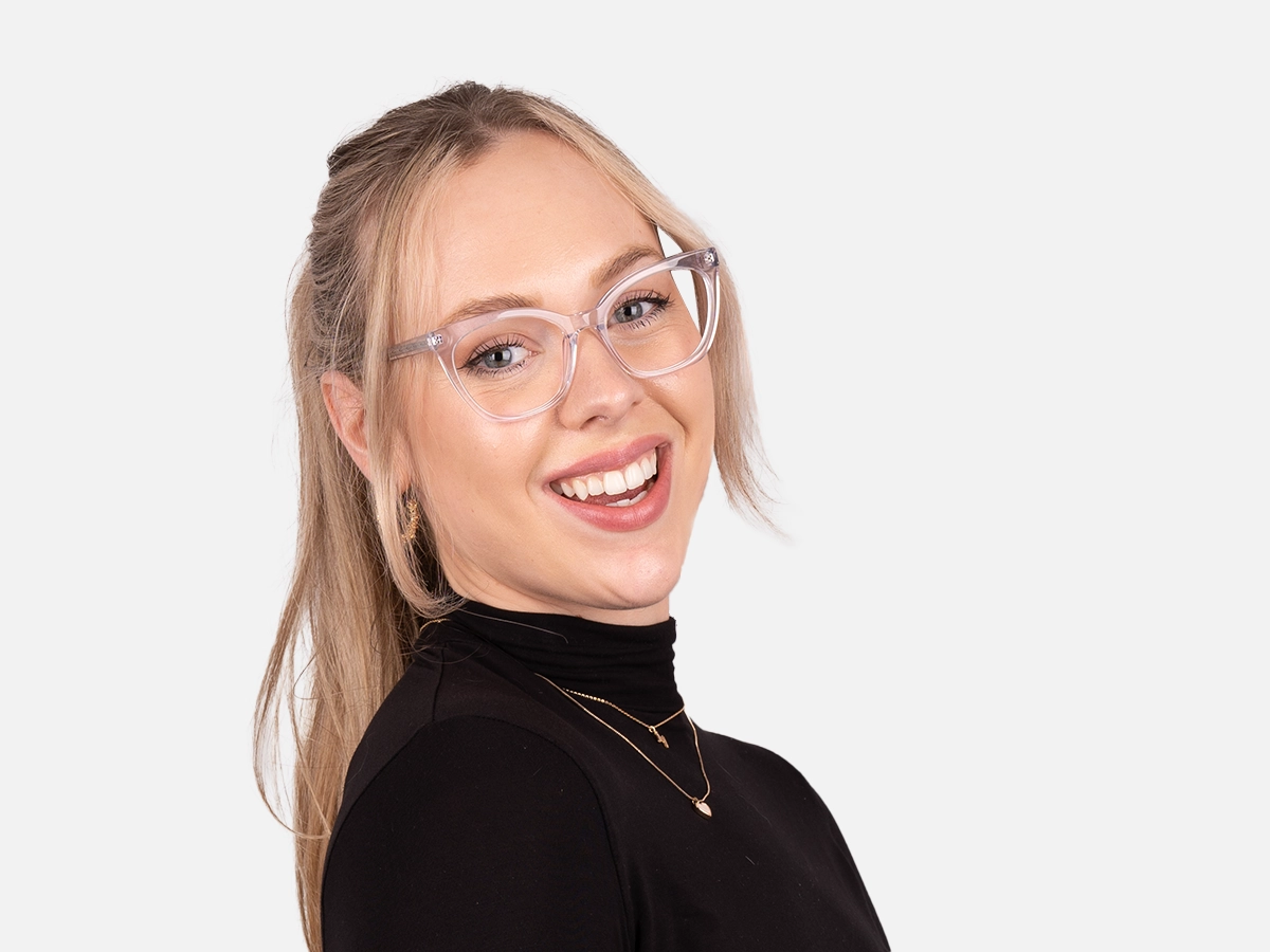 Crystal Clear Cat Eye Two Tone Glasses-52