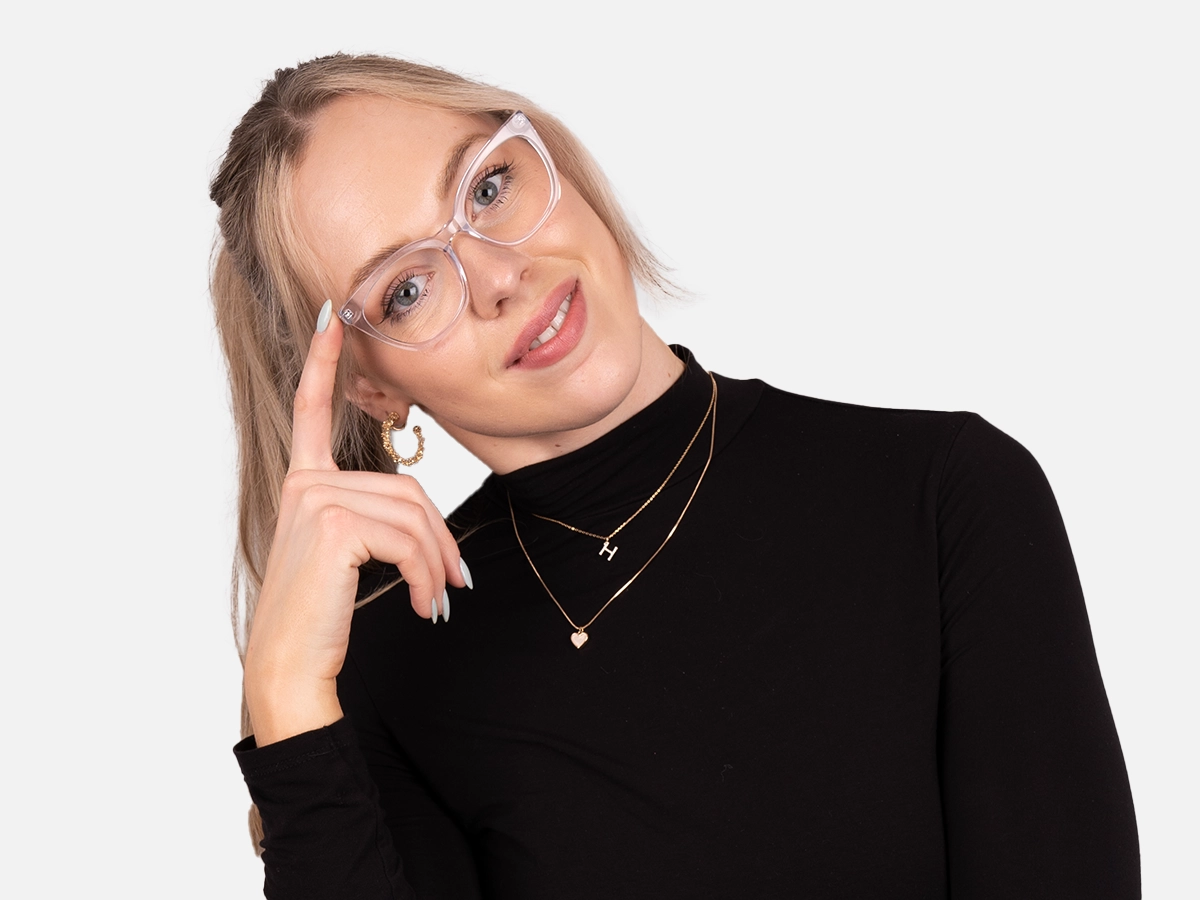 Crystal Clear Cat Eye Two Tone Glasses-53