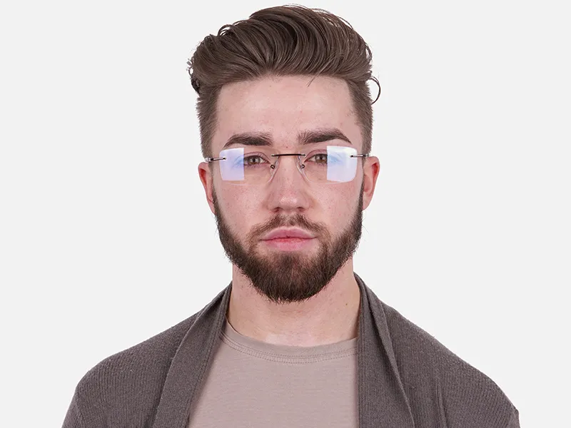 Gunmetal Rimless Lightweight Glasses Online-2