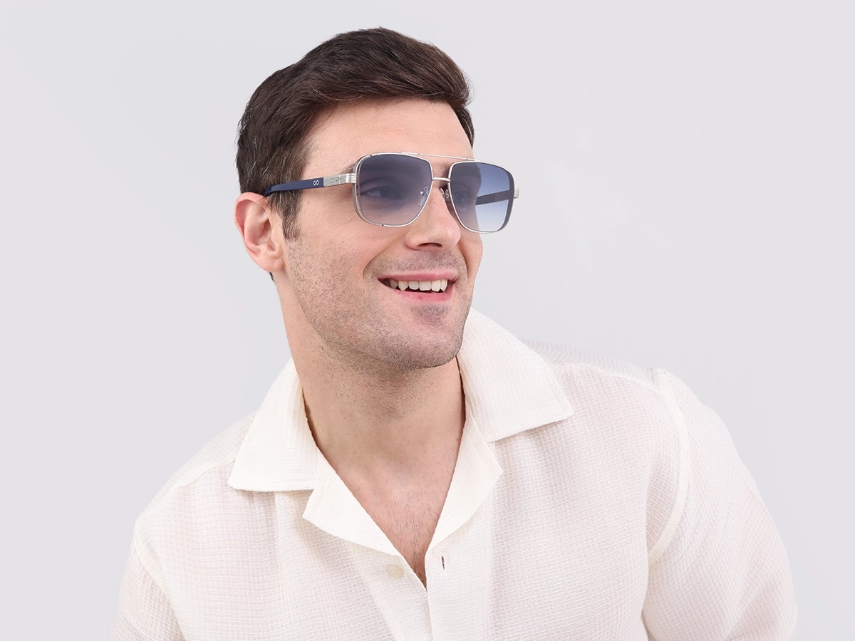 Matte Silver Double Bridge Sunglasses-42