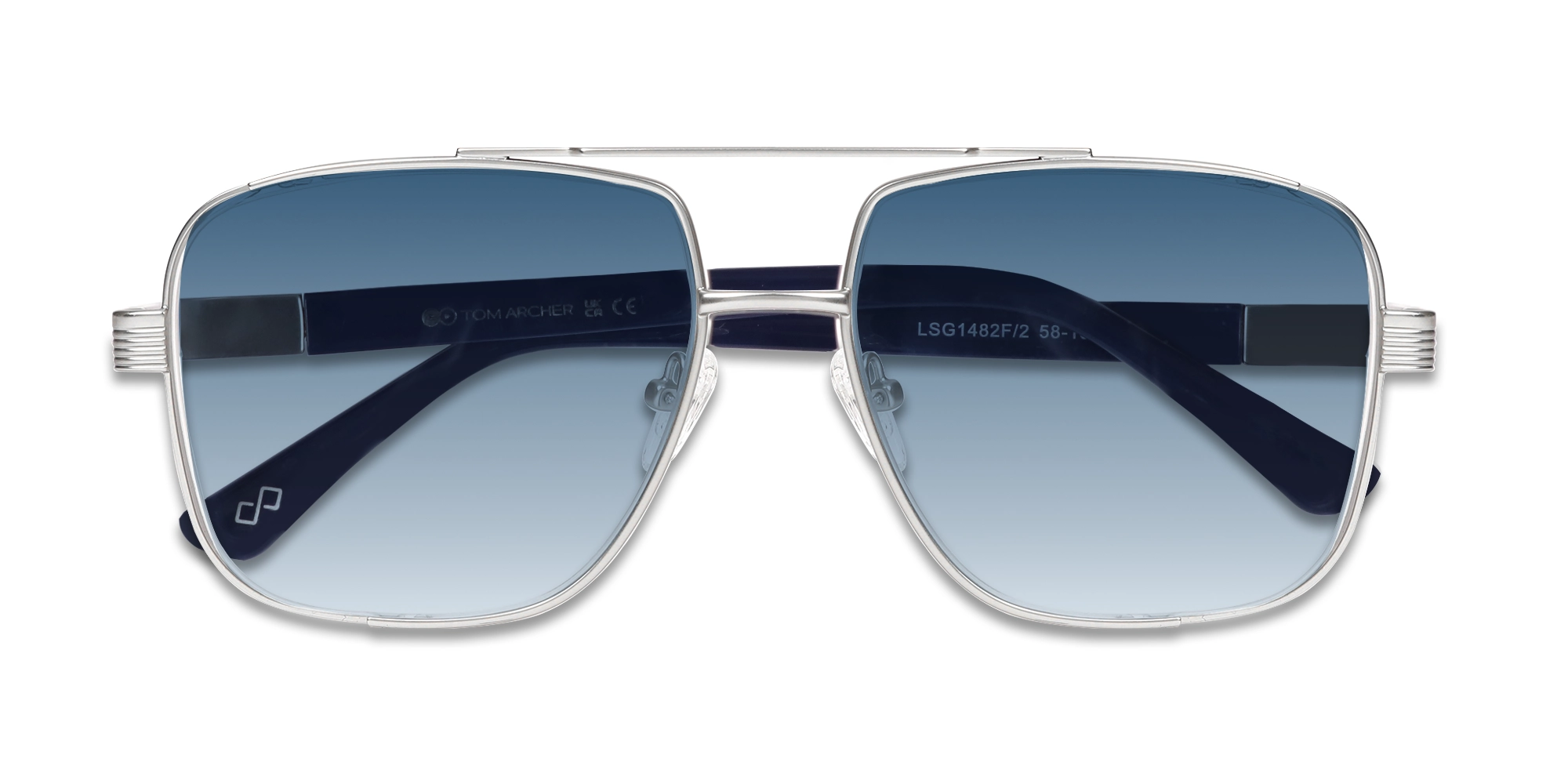 Matte Silver Double Bridge Sunglasses-6