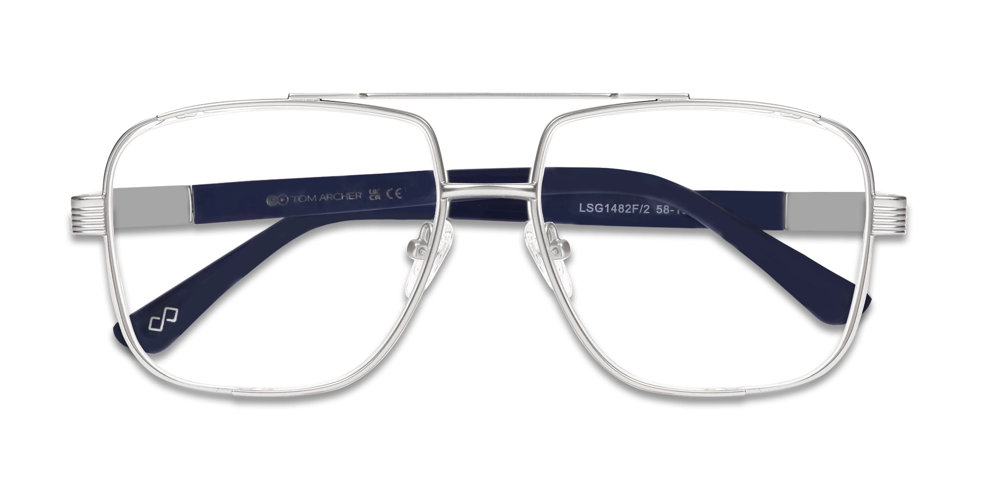 Matte Silver Pilot Square Full-Rim Glasses-6