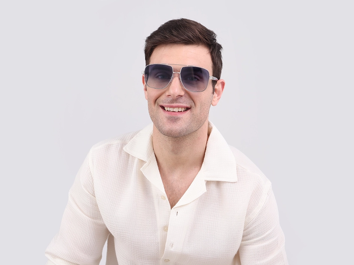 Matte Silver Double Bridge Sunglasses-41