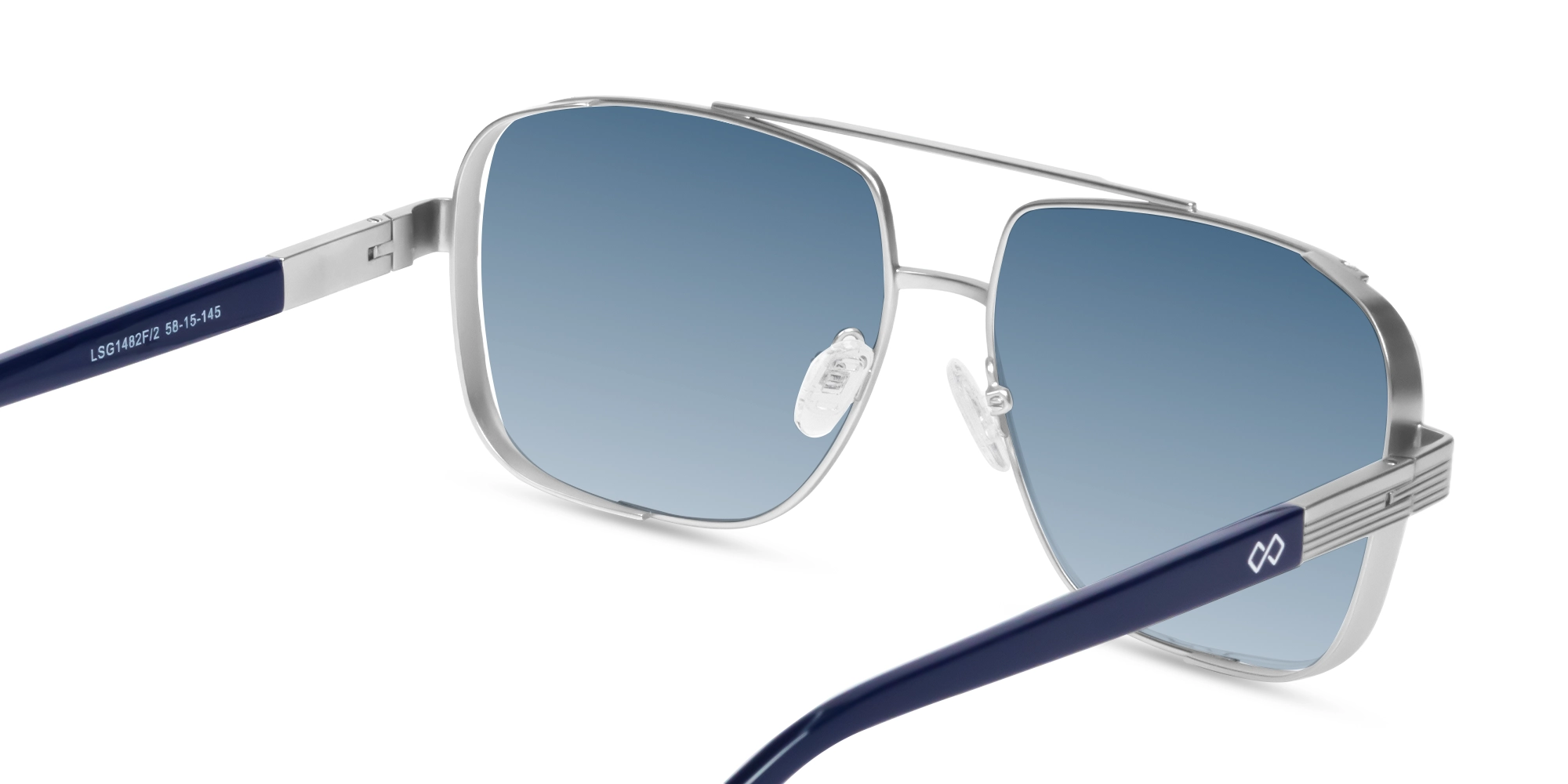 Matte Silver Double Bridge Sunglasses-5