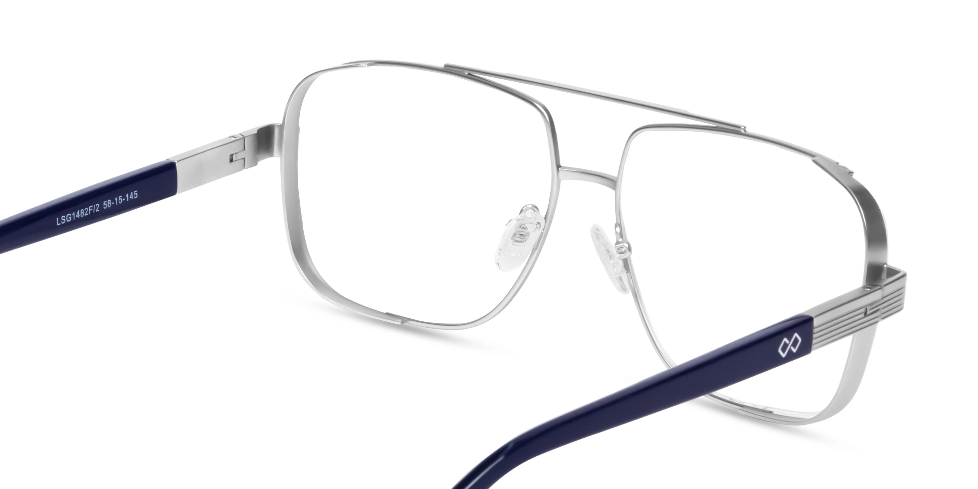 Matte Silver Pilot Square Full-Rim Glasses-5