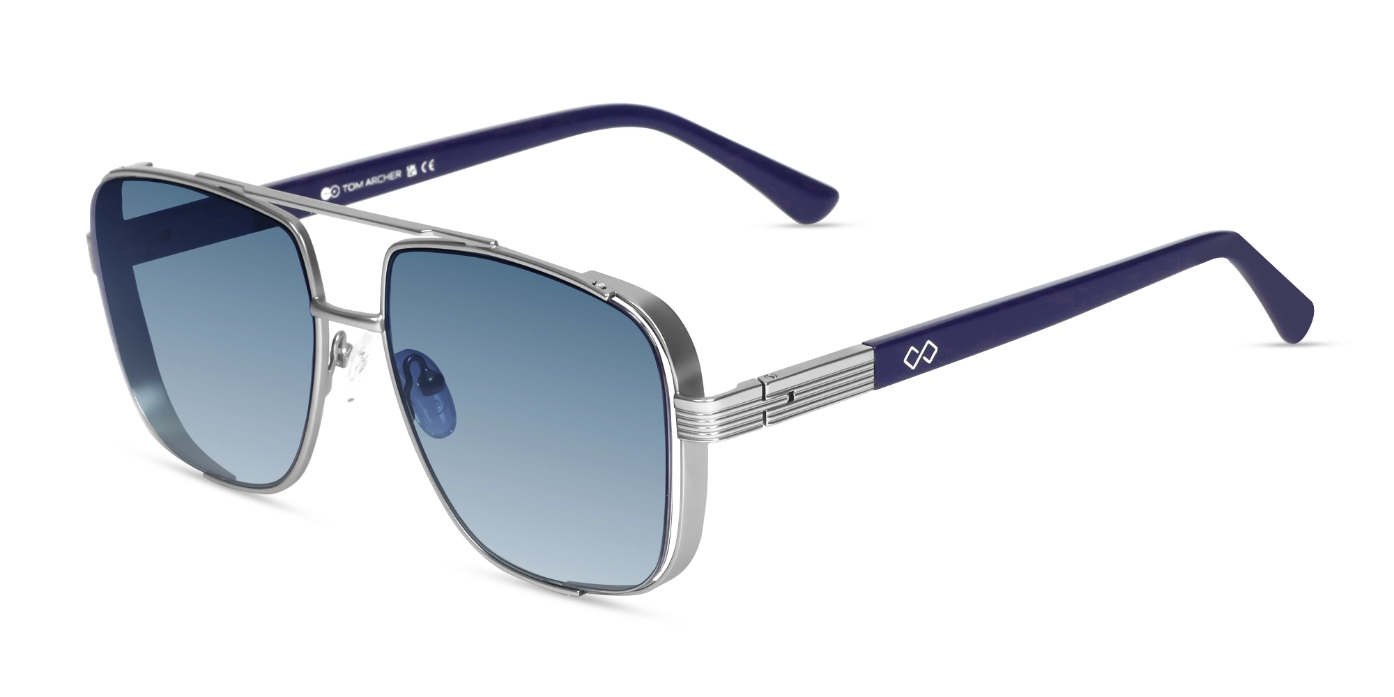 Matte Silver Double Bridge Sunglasses-3
