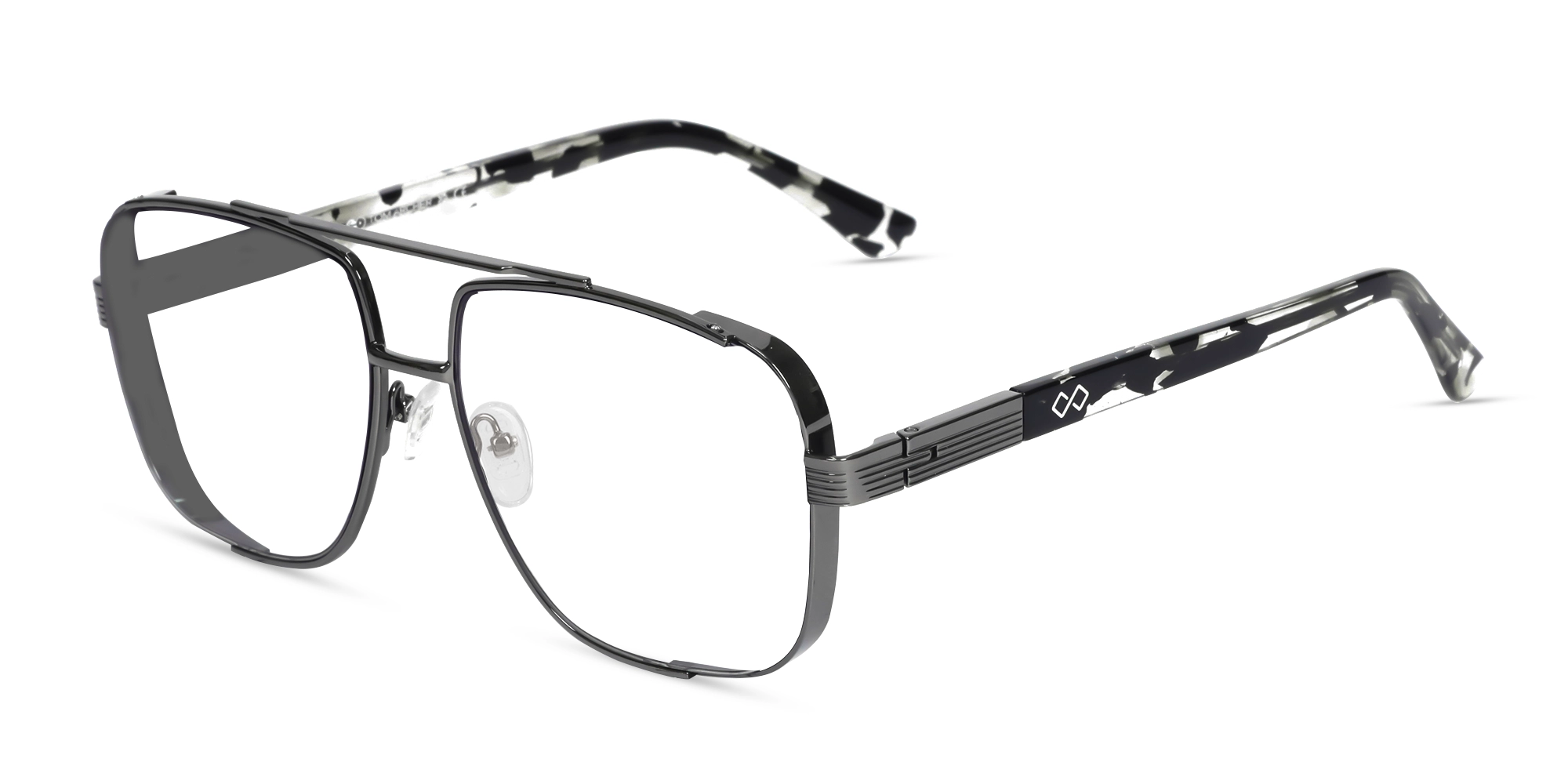 Gunmetal Pilot Square Full-Rim Glasses-3