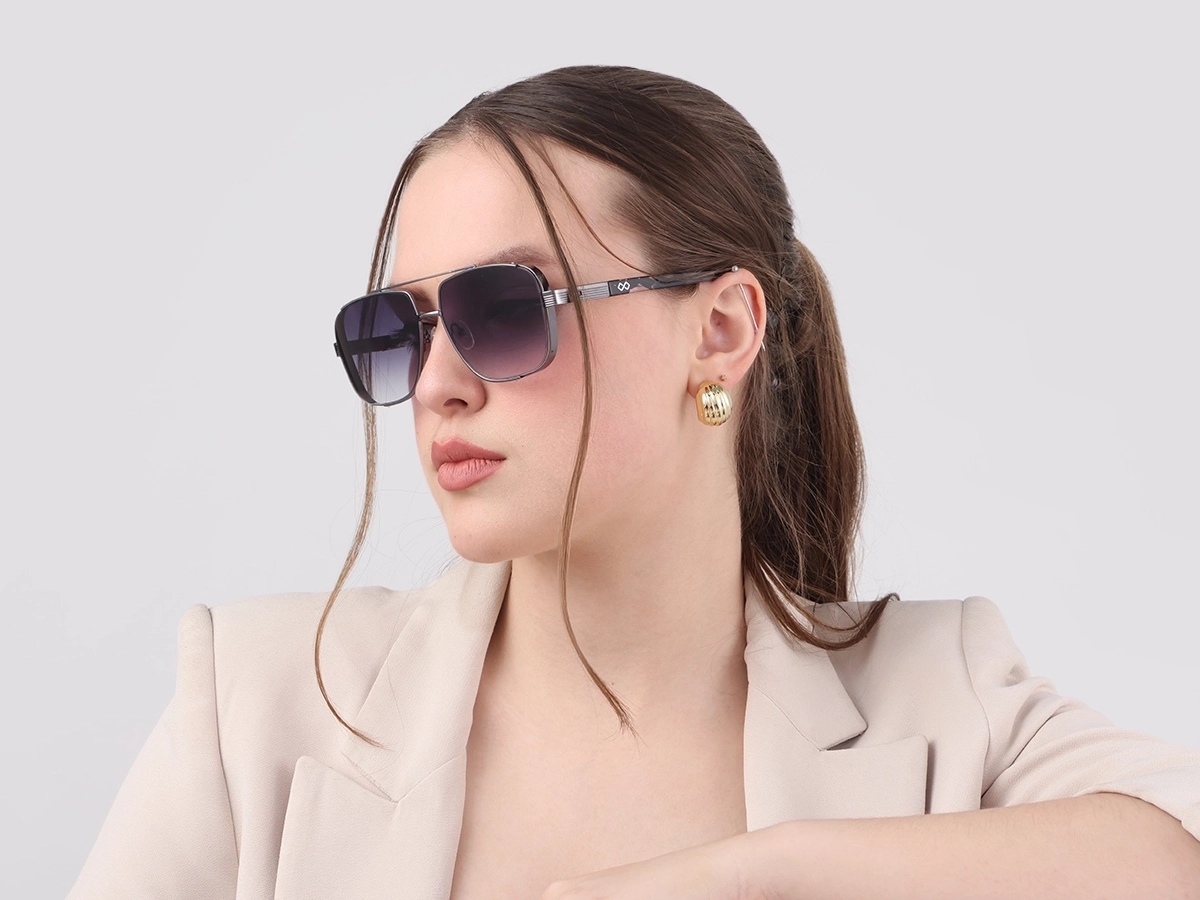 Gunmetal Double Bridge Sunglasses-53