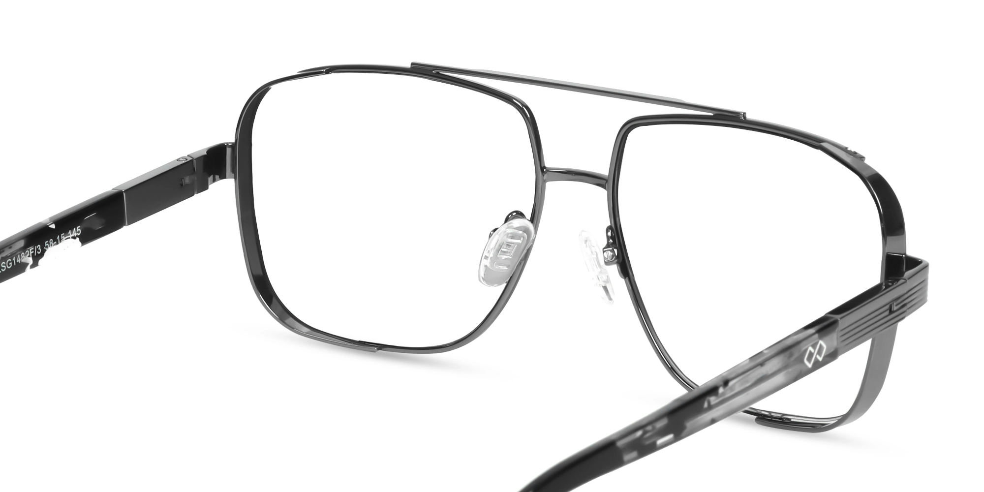 Gunmetal Pilot Square Full-Rim Glasses-5