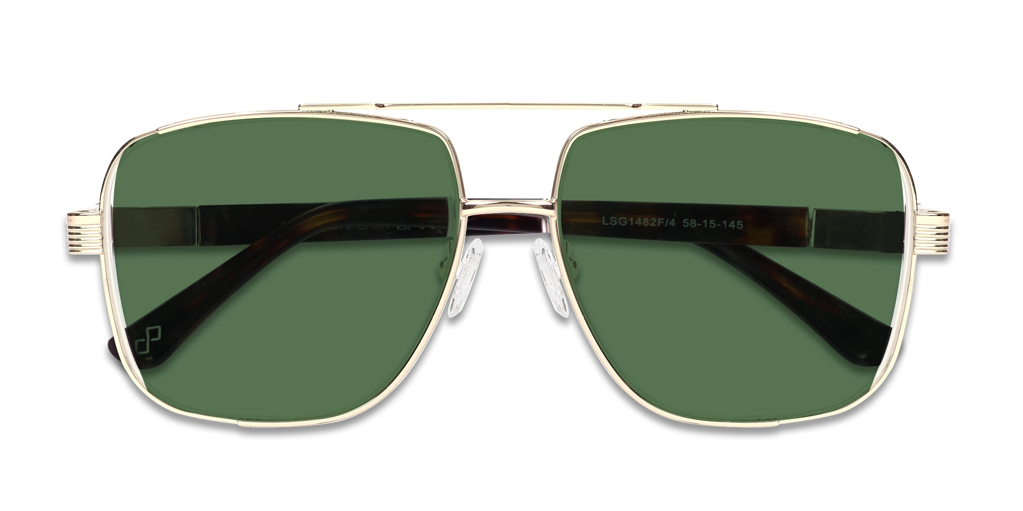Champagne Gold Metal Double Bridge Sunglasses-6