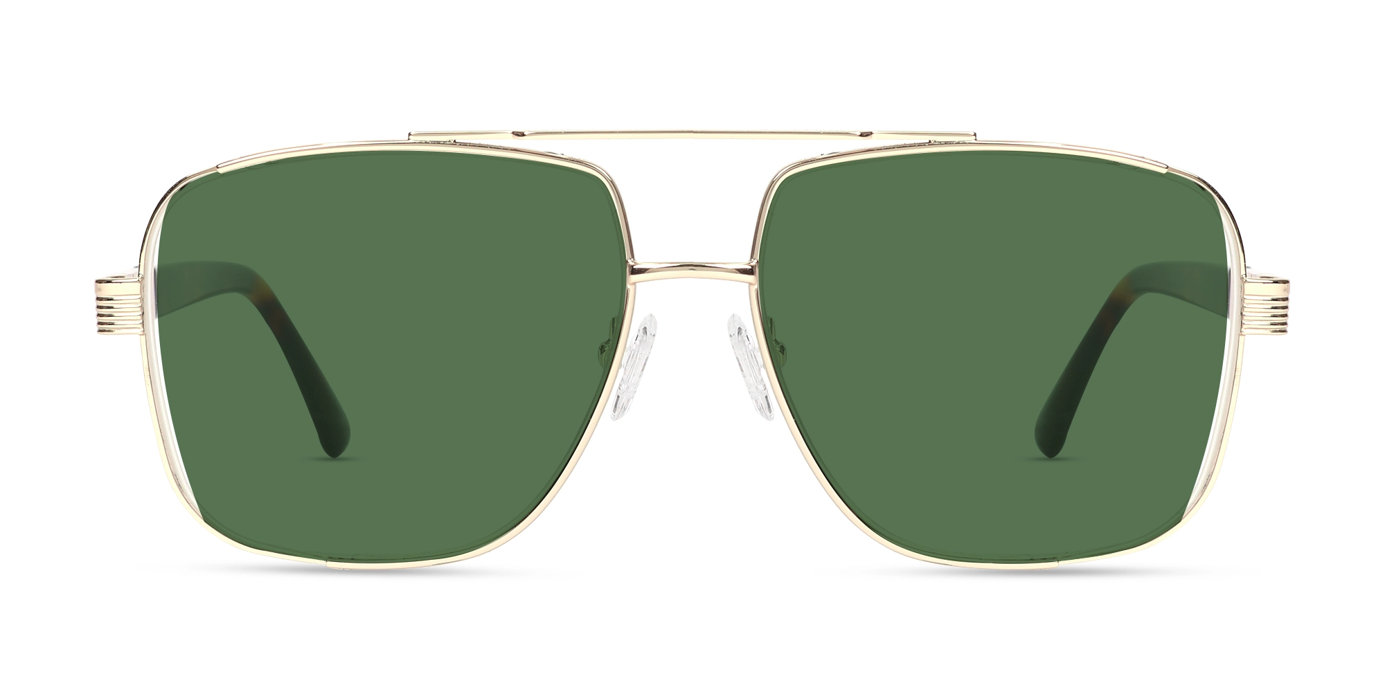 Champagne Gold Metal Double Bridge Sunglasses-1