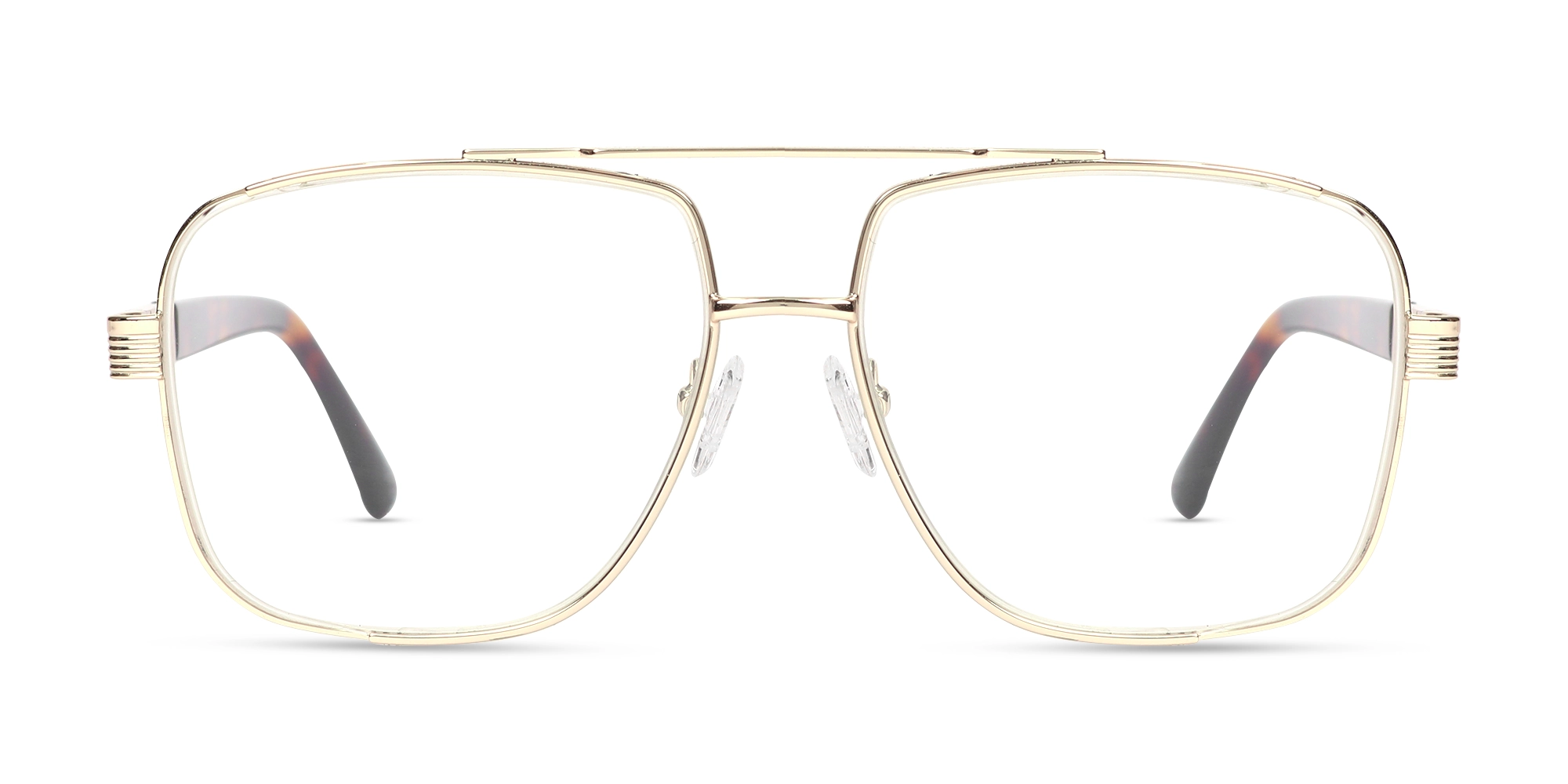 Champagne Gold Pilot Square Glasses-1