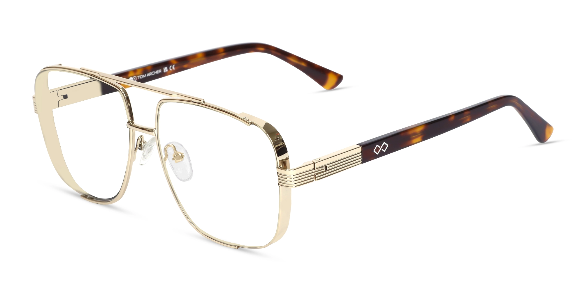 Champagne Gold Pilot Square Glasses-3