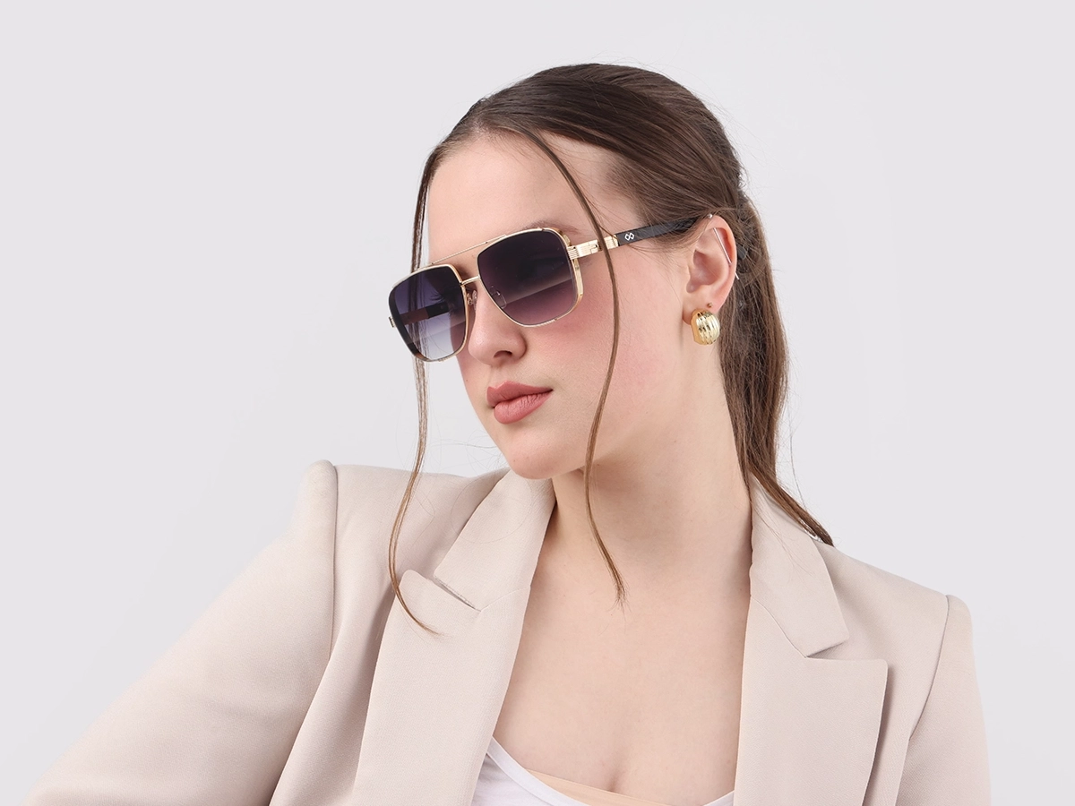 Gold Pilot Double Bridge Sunglasses-53