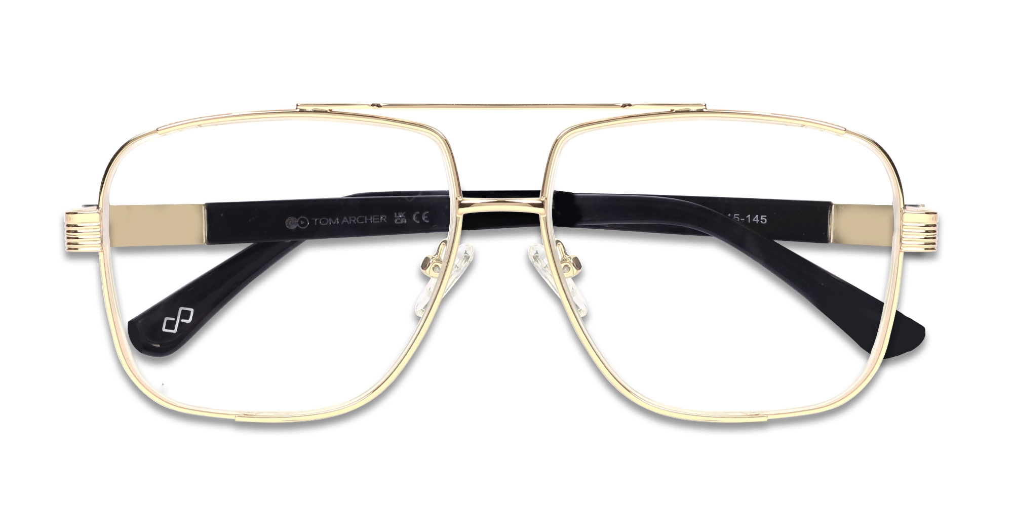 Metal Gold Pilot Square Glasses -6