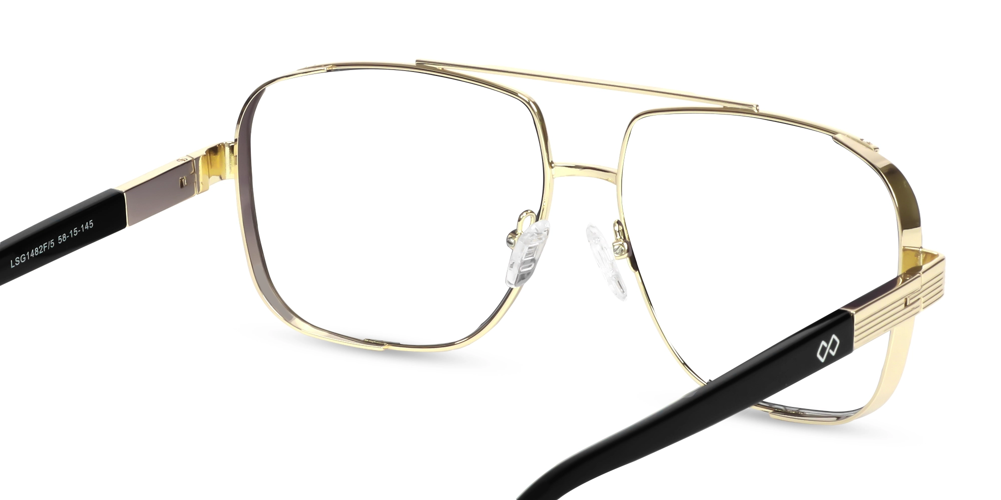 Metal Gold Pilot Square Glasses -5