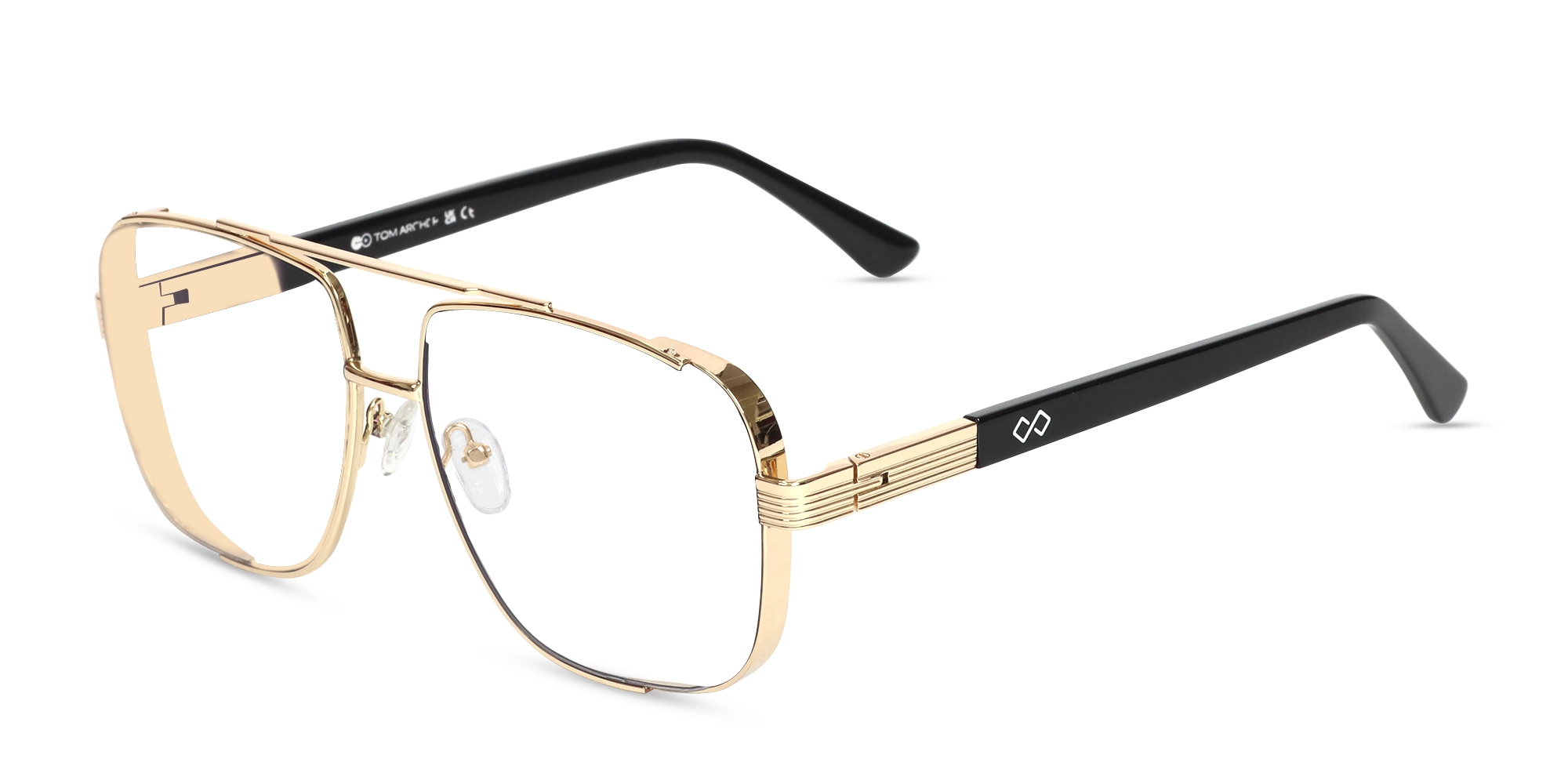 Metal Gold Pilot Square Glasses -3