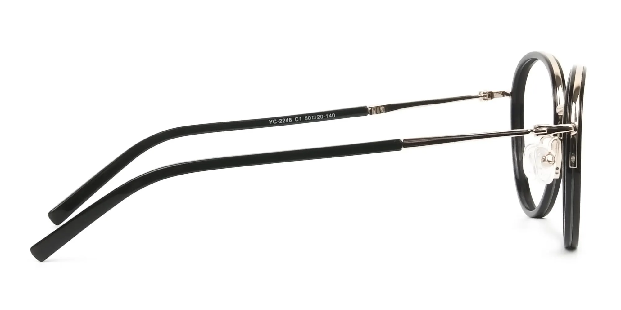 Retro Black & Silver Circular Glasses - 2