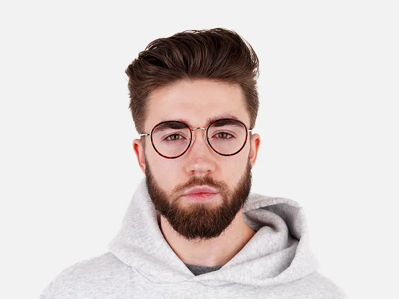 Retro Silver & Red Circular Glasses - 2