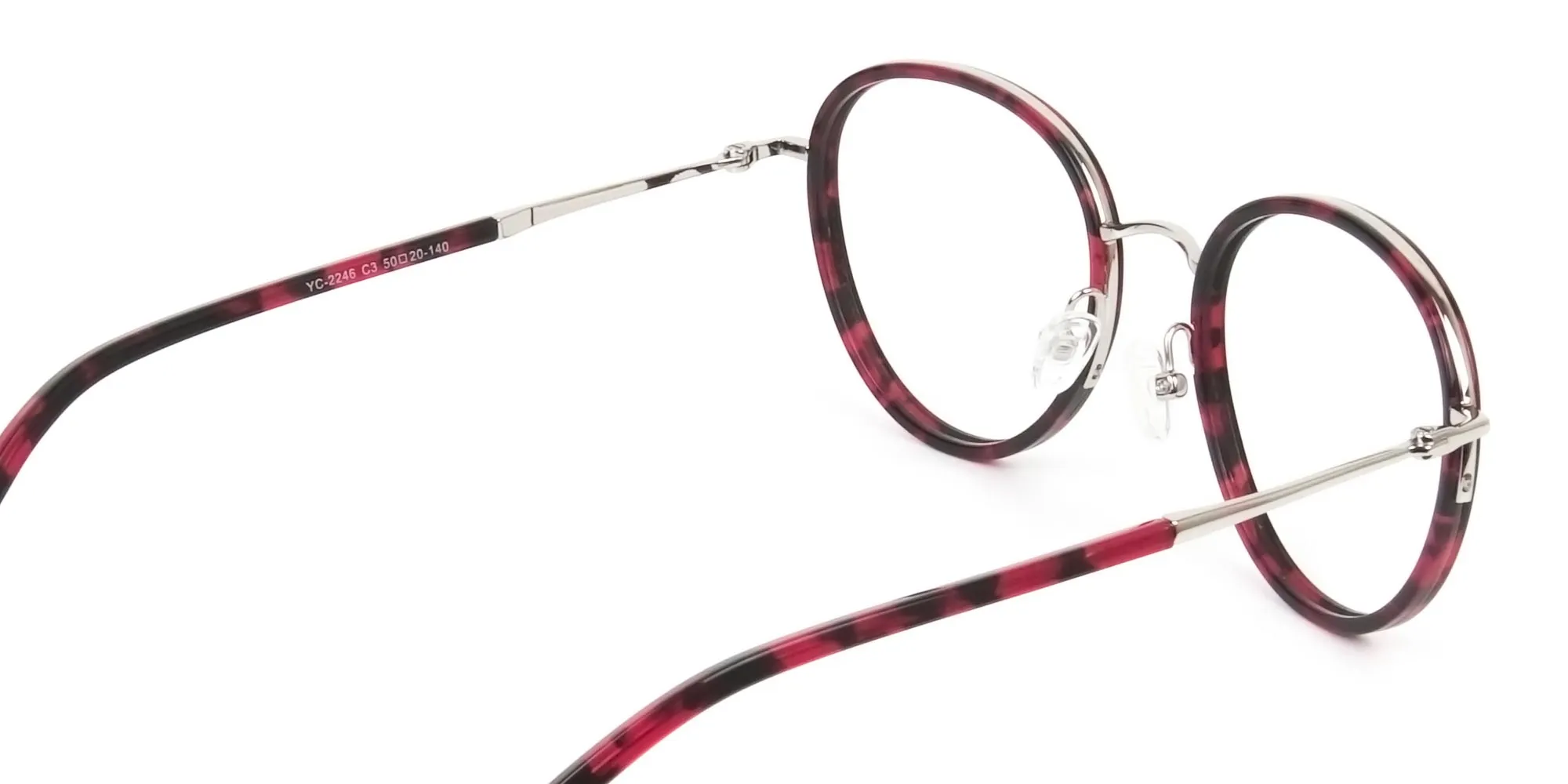 Retro Silver & Red Circular Glasses - 2