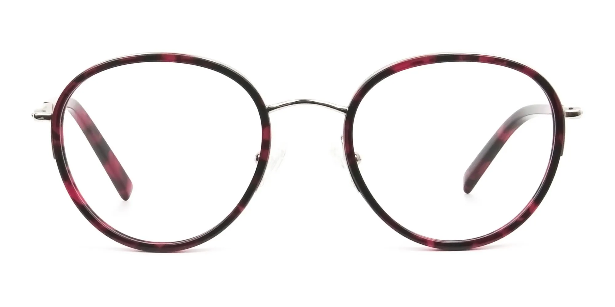 Retro Silver & Red Circular Glasses - 2