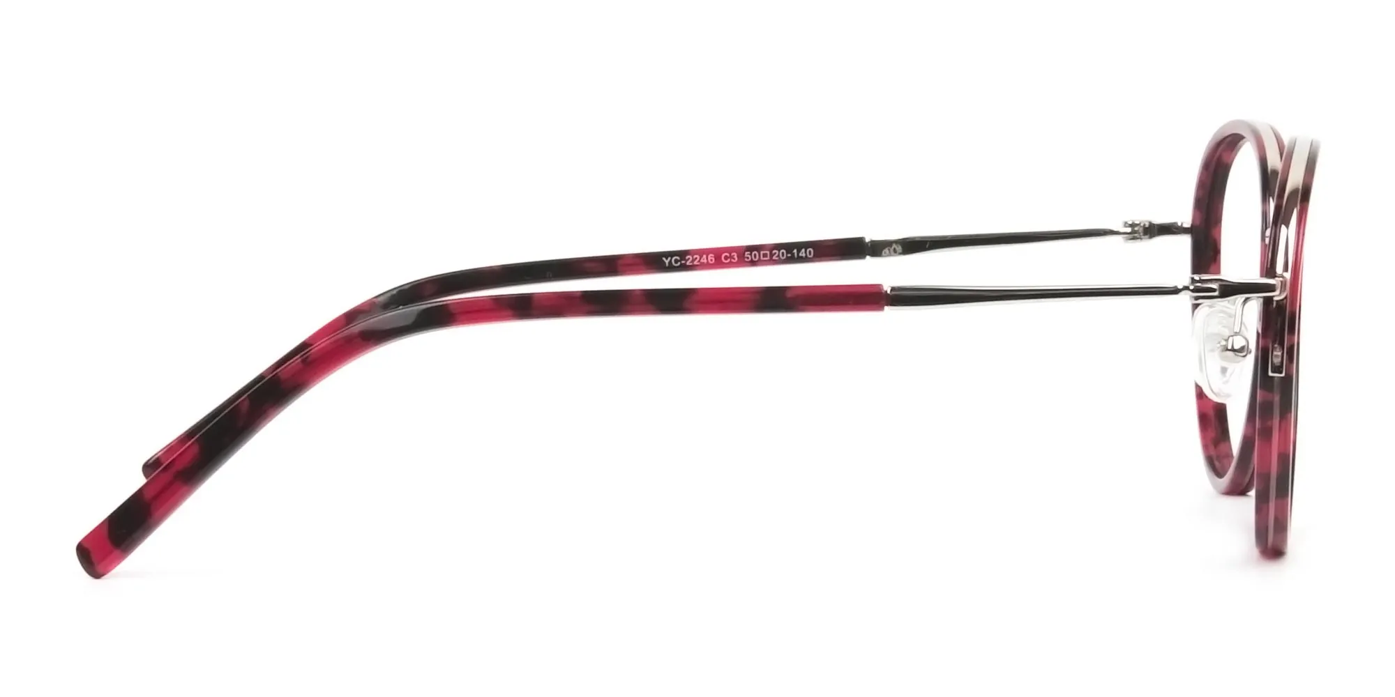 Retro Silver & Red Circular Glasses - 2