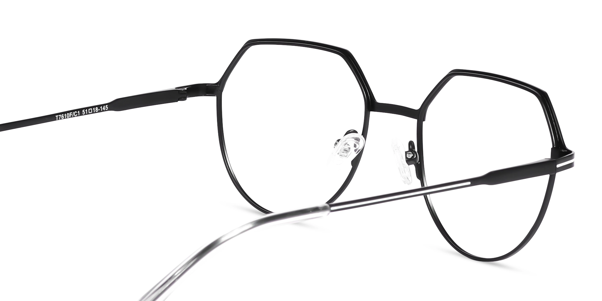 Matte Black Geometric Round Glasses-5