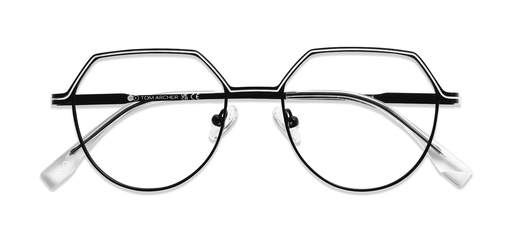 Matte Black Geometric Round Glasses-6