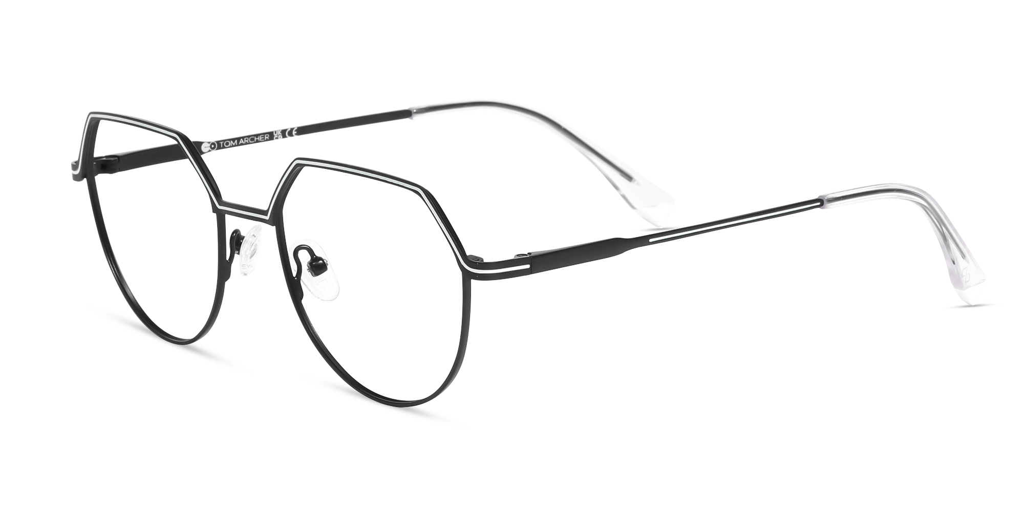 Matte Black Geometric Round Glasses-3