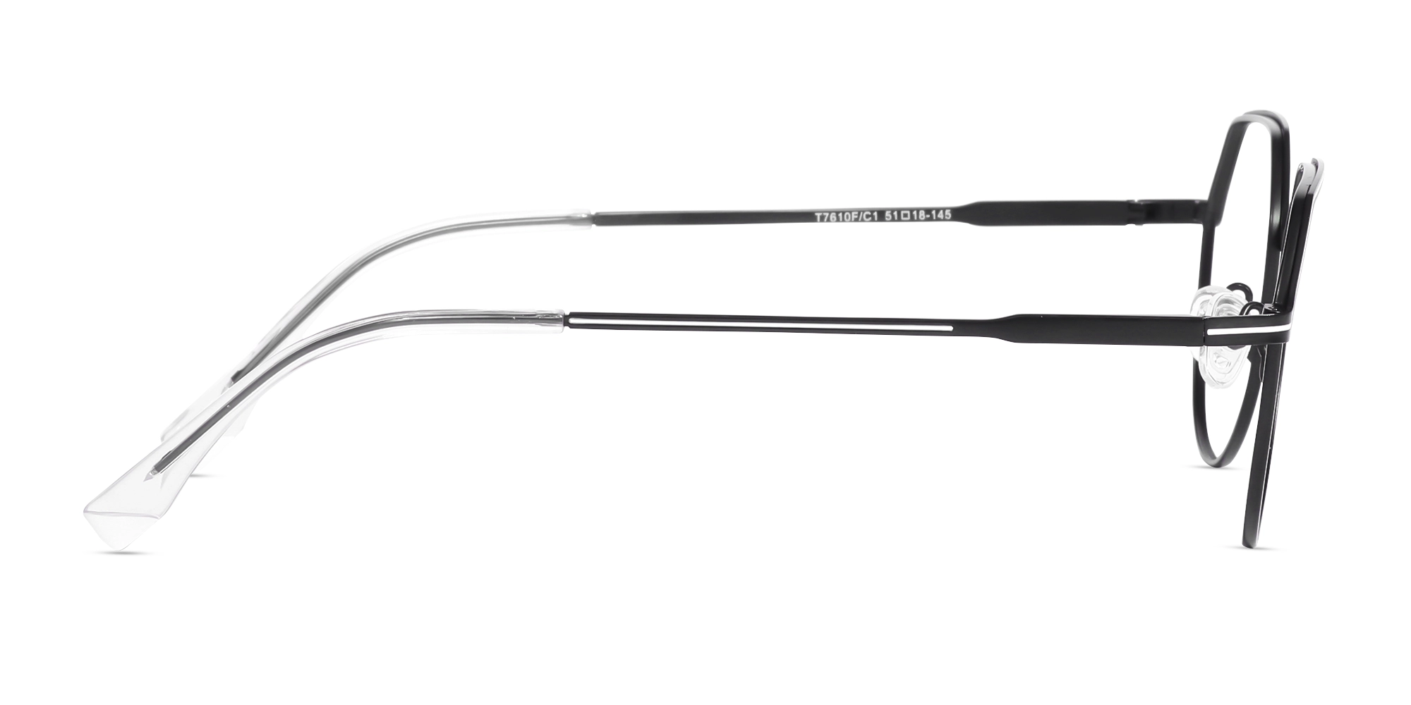 Matte Black Geometric Round Glasses-4