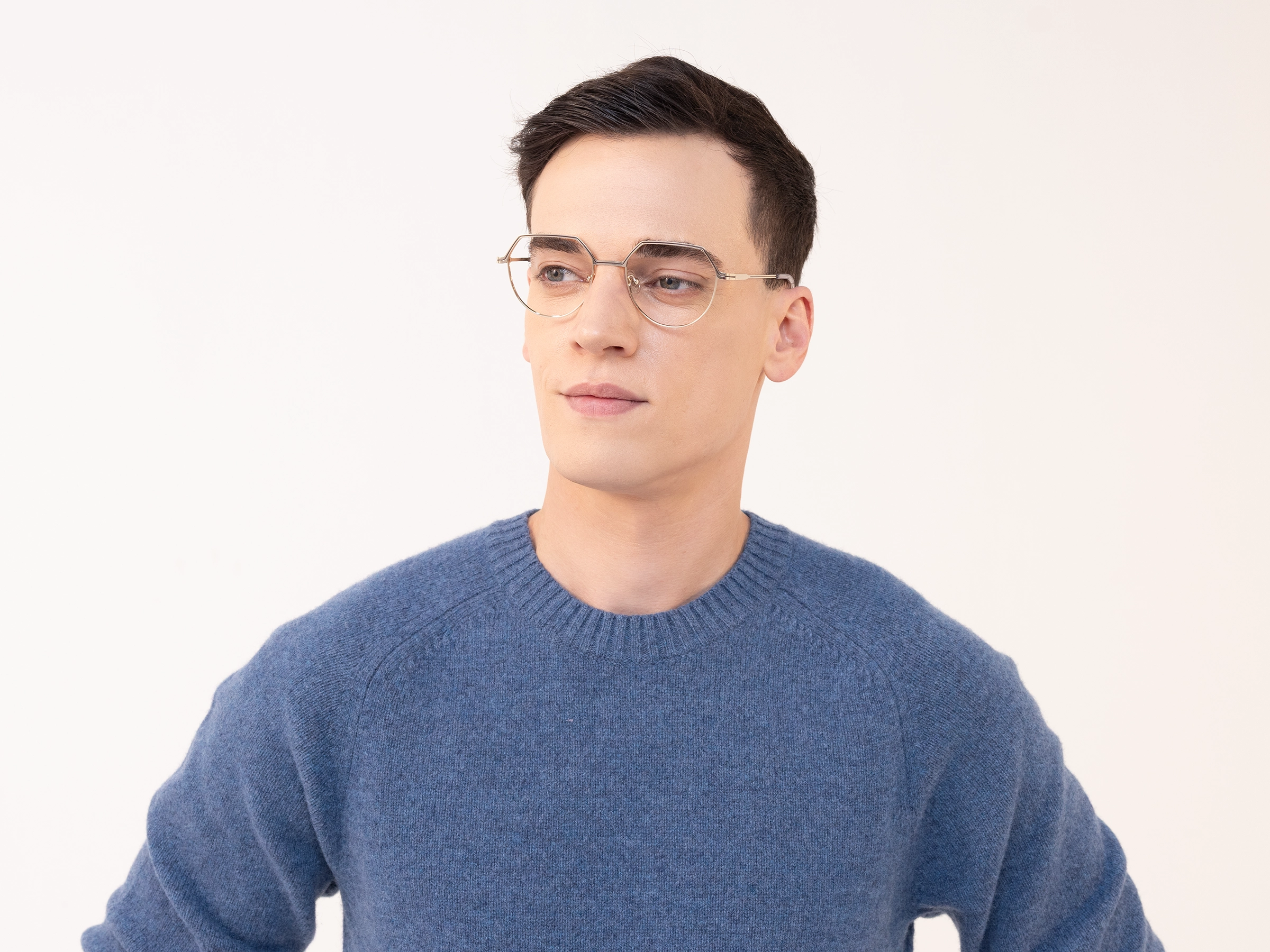 Trendy Gold Geometric Round Glasses-3