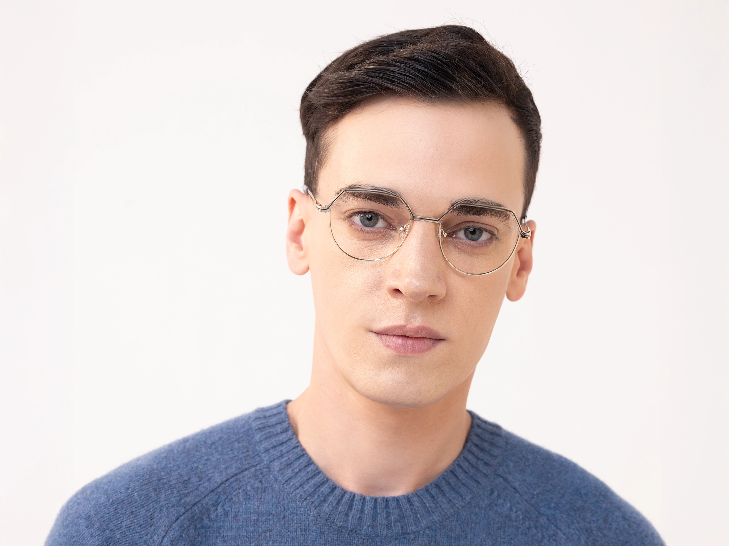 Trendy Gold Geometric Round Glasses-1