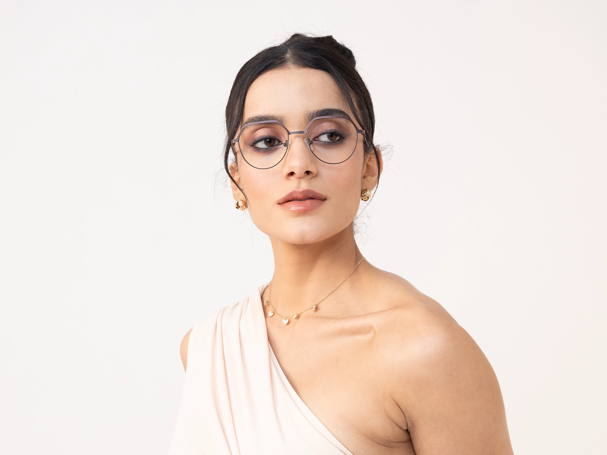 Matte Gunmetal Geometric Round Glasses-13