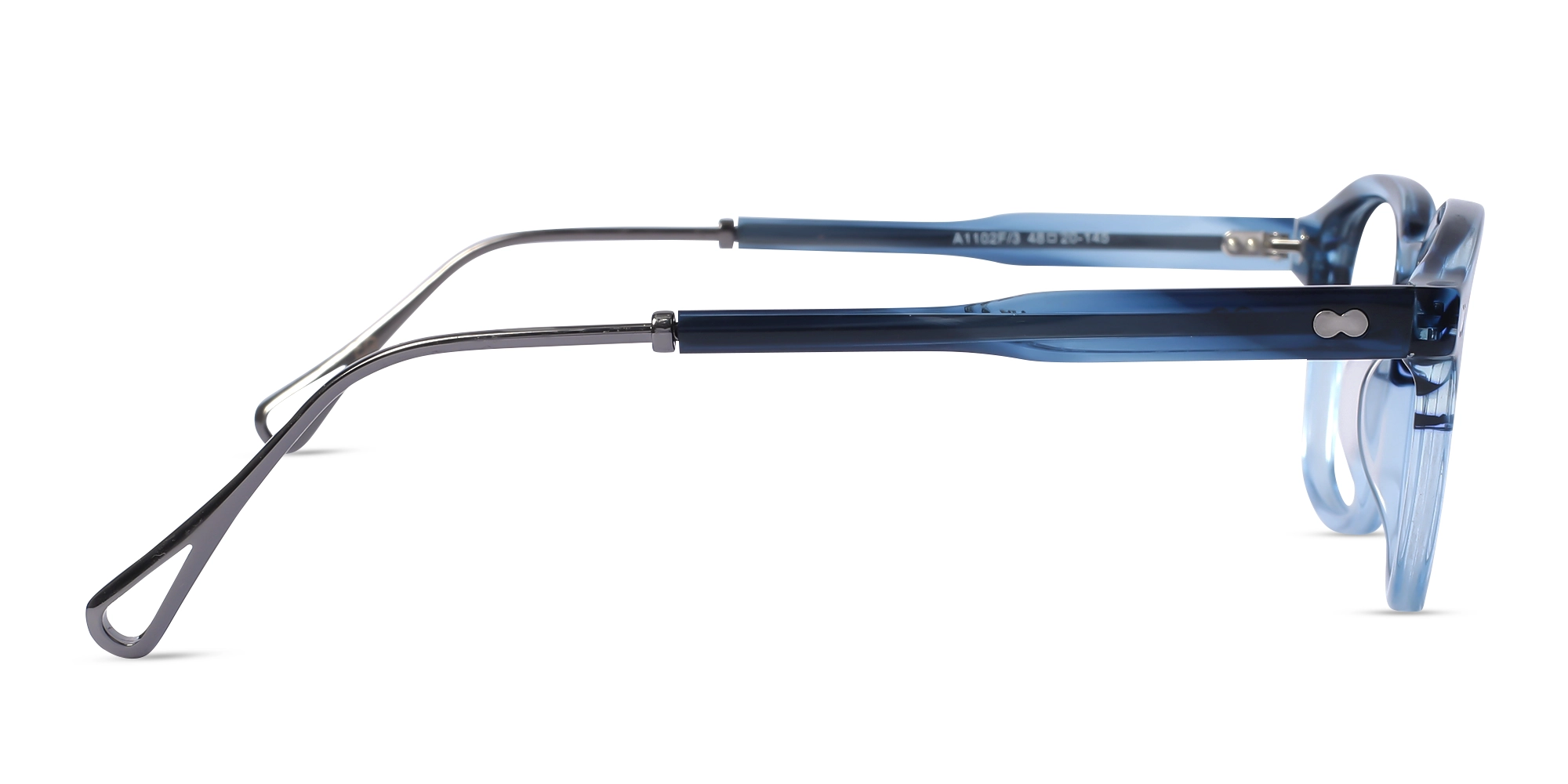 Crystal Denim Blue Marble Square Keyhole Glasses 4