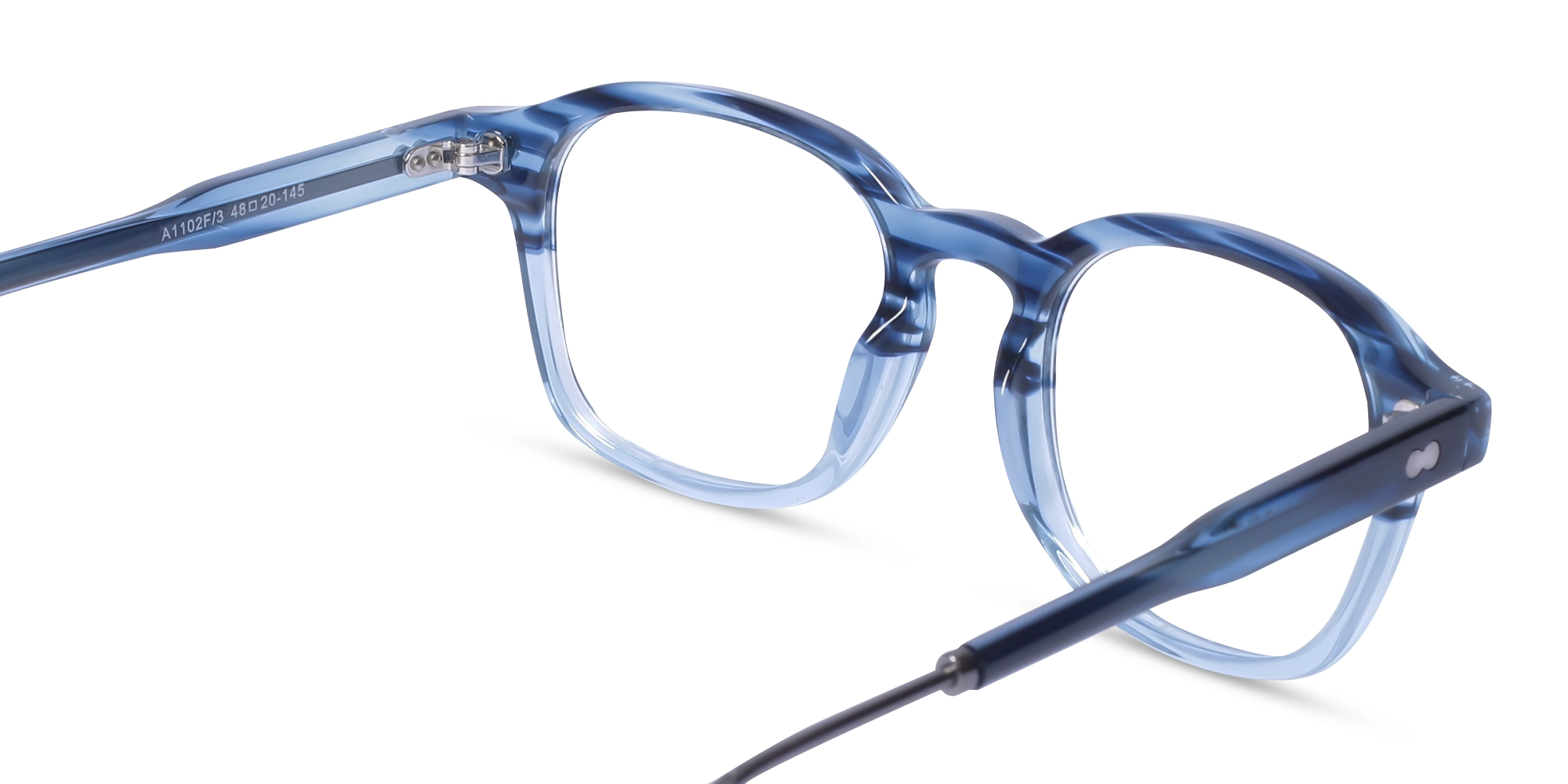 Crystal Denim Blue Marble Square Keyhole Glasses 5