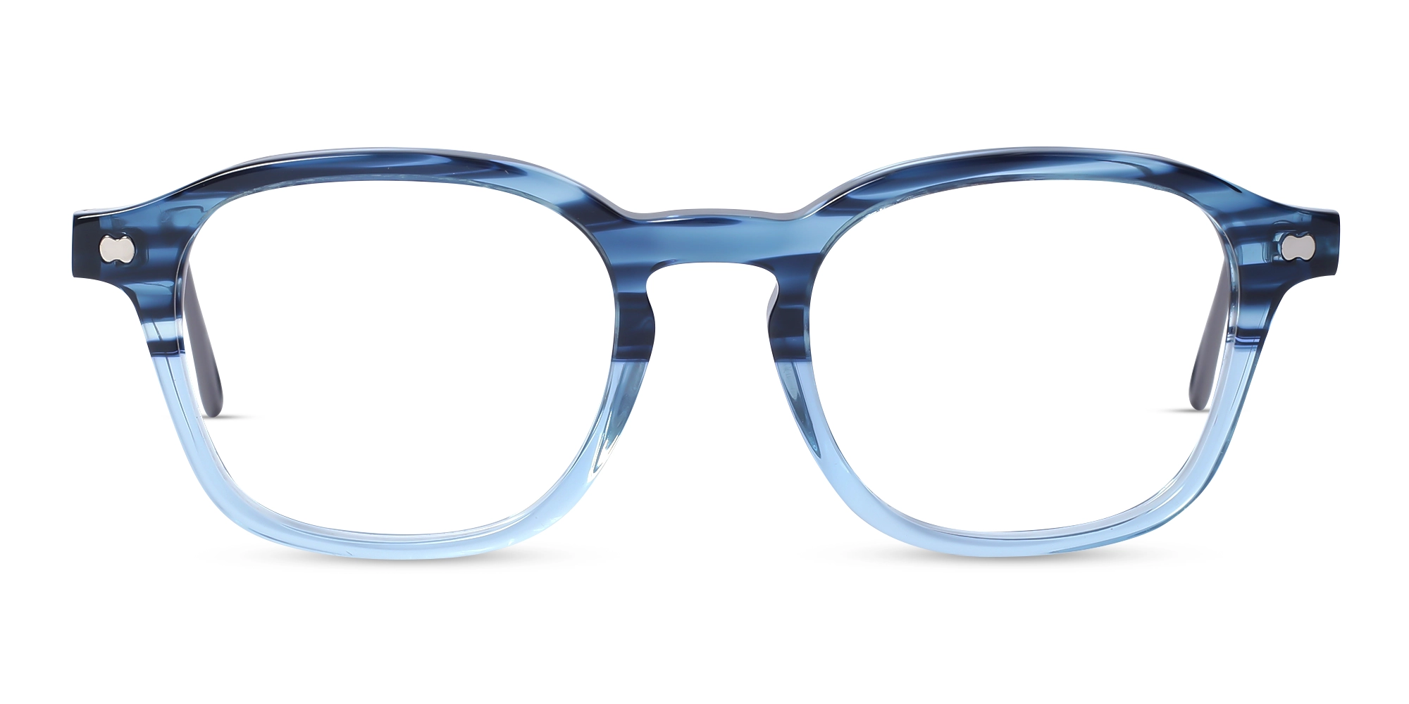 Crystal Denim Blue Marble Square Keyhole Glasses 1