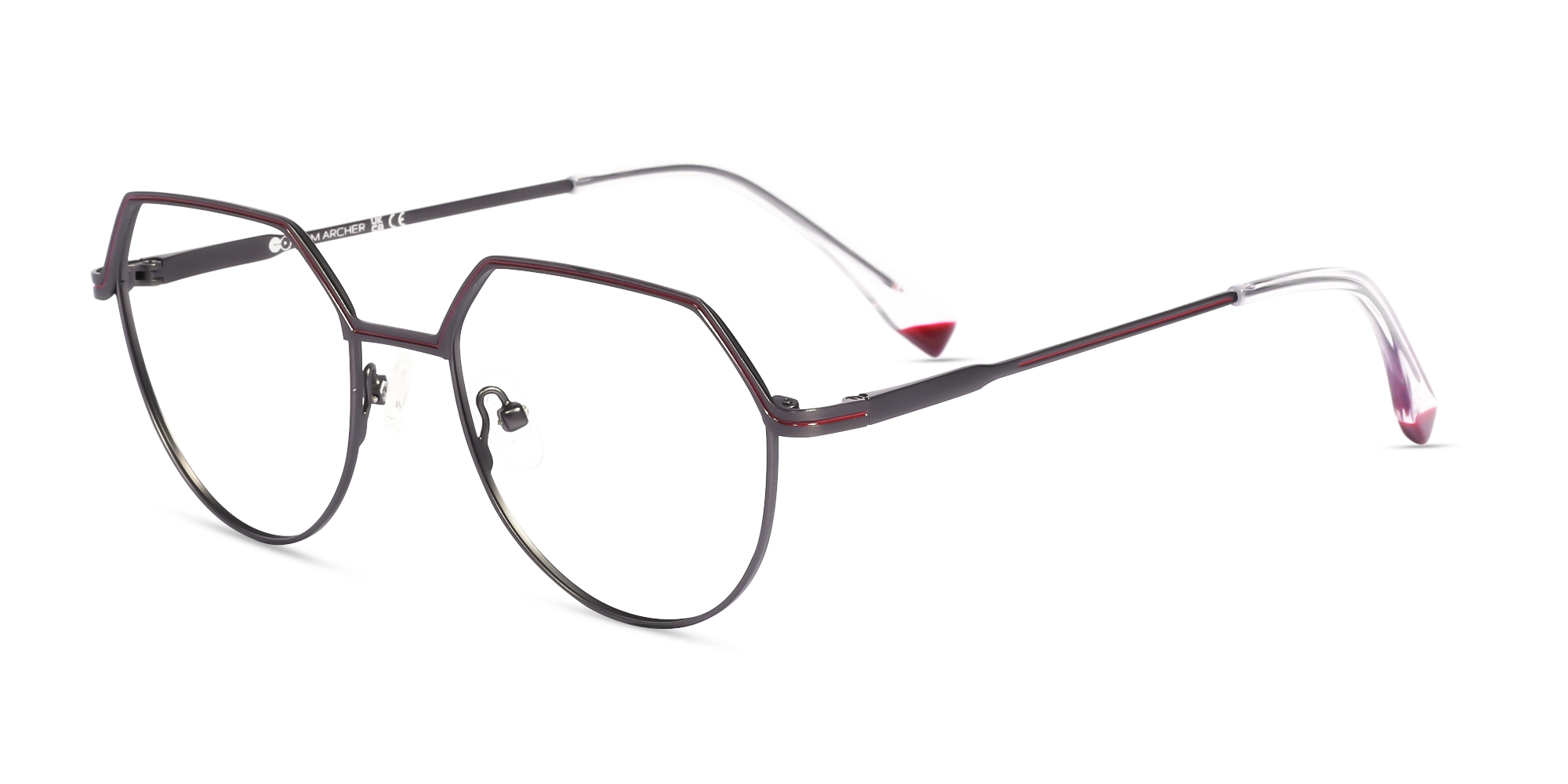 Matte Gunmetal Geometric Round Glasses-3