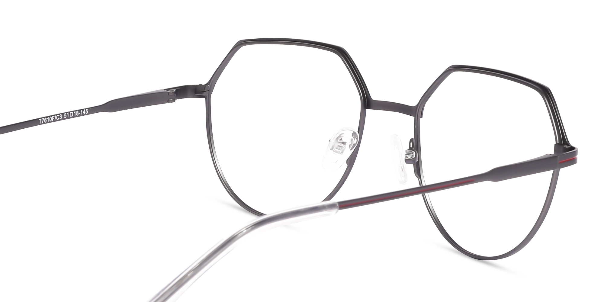Matte Gunmetal Geometric Round Glasses-5